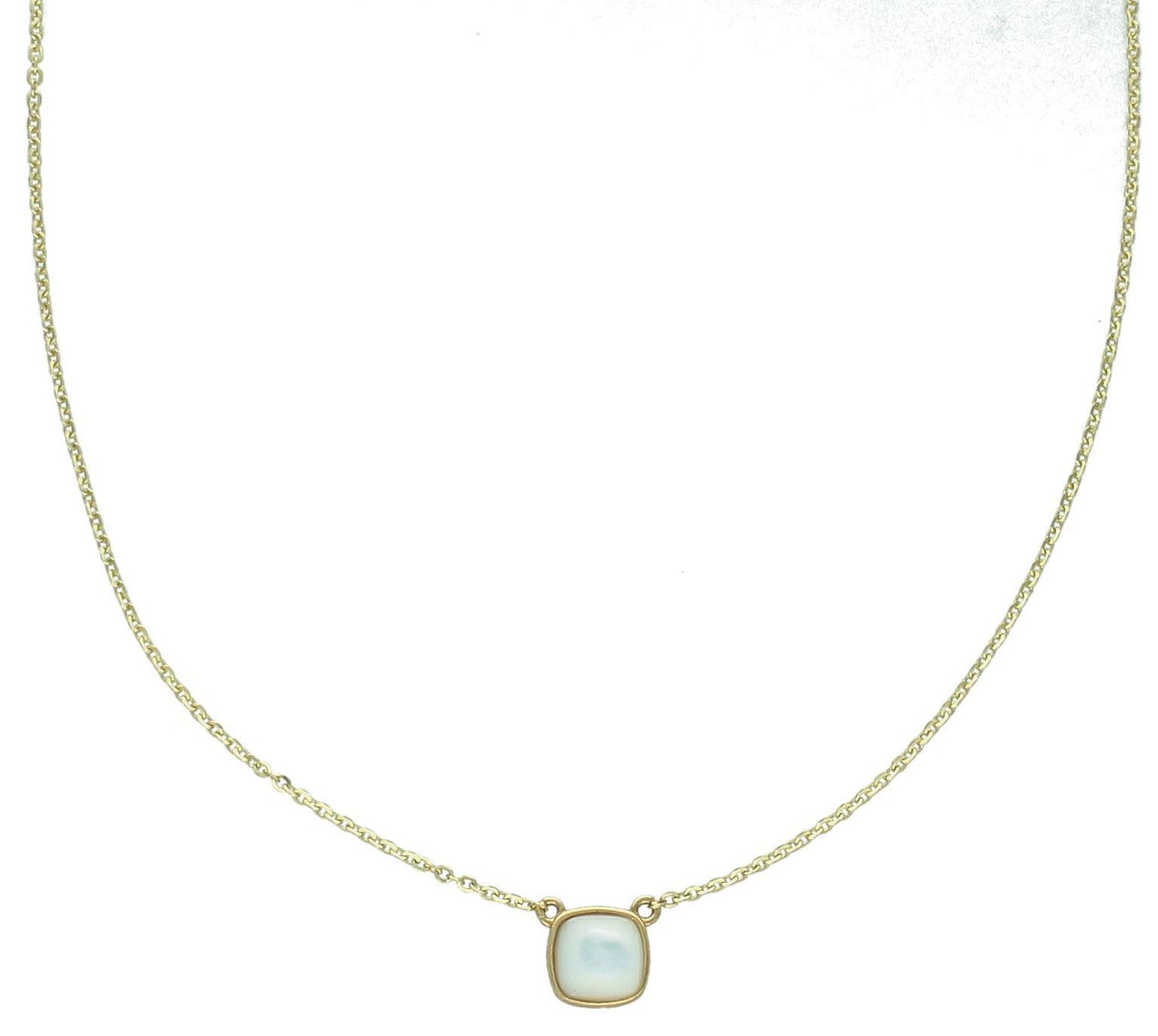 Naszyjnik złoty z masą perłową pr 585, C AG 930A  Delikatny naszyjnik wykonany z wysokiej jakości złota próby 585. Łańcuszek ankier z prostych owalnych ogniw. Złoty naszyjnik ozdobiony masą perłową 1.jpg